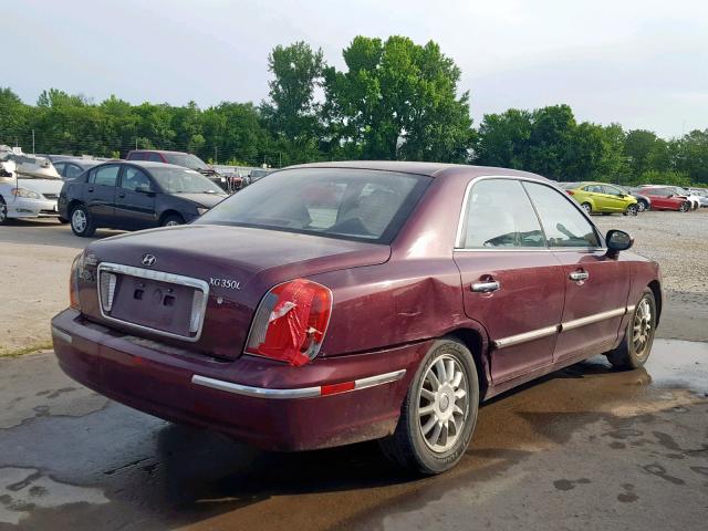 KMHFU45E24A326548 - 2004 HYUNDAI XG 350 MAROON photo 4