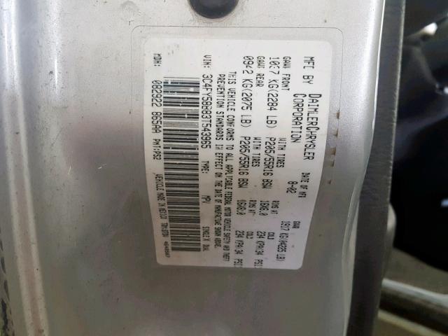 3C4FY58B83T543965 - 2003 CHRYSLER PT CRUISER SILVER photo 10