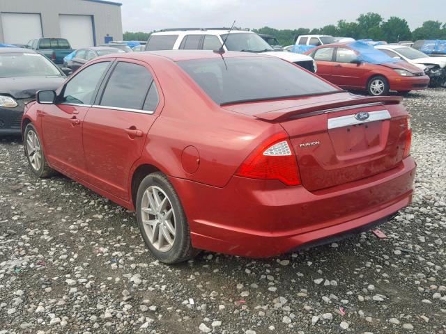 3FAHP0JA6BR210231 - 2011 FORD FUSION SEL RED photo 3
