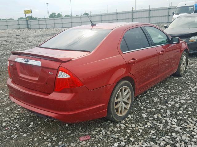 3FAHP0JA6BR210231 - 2011 FORD FUSION SEL RED photo 4