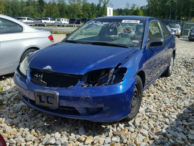 1HGEM21184L022749 - 2004 HONDA CIVIC DX V BLUE photo 2