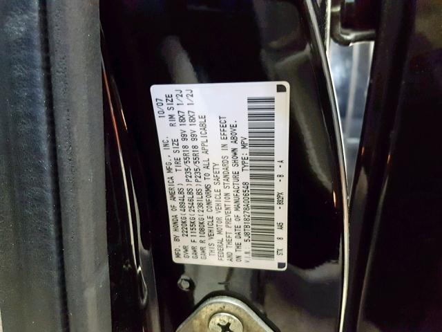 5J8TB18278A006548 - 2008 ACURA RDX BLACK photo 10