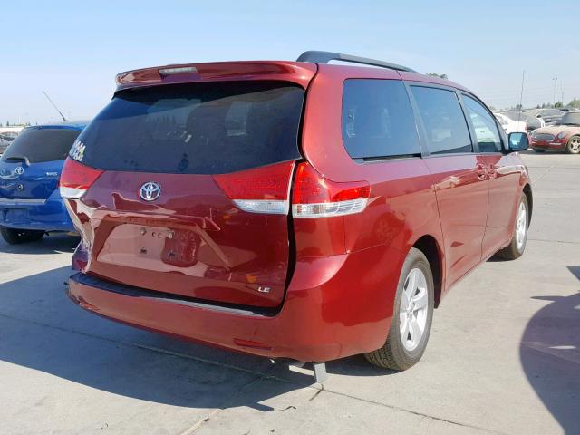 5TDKK3DC4BS117184 - 2011 TOYOTA SIENNA LE RED photo 4