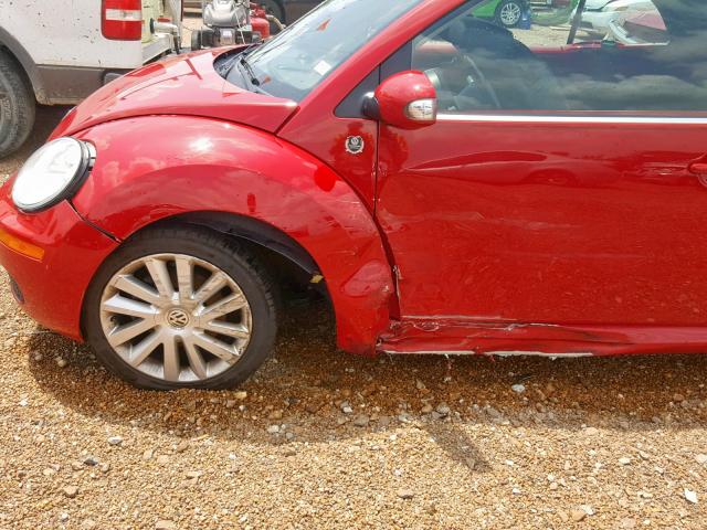 3VWRF31Y09M401213 - 2009 VOLKSWAGEN NEW BEETLE წითელი ფოტო 9