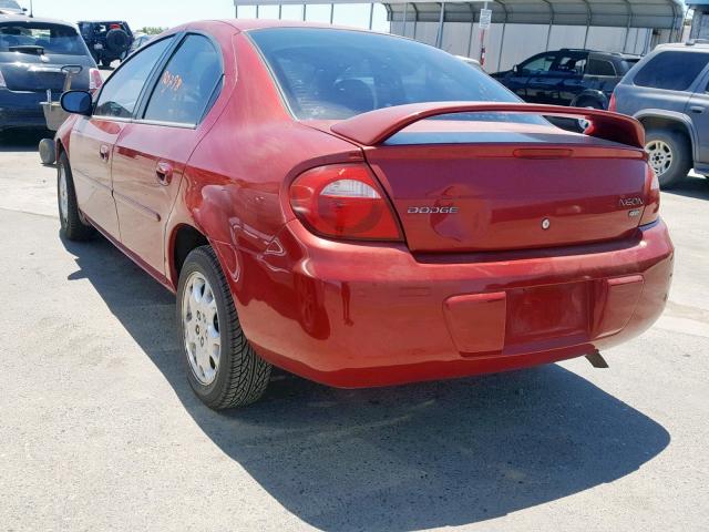 1B3ES56C35D285521 - 2005 DODGE NEON SXT BURGUNDY photo 3