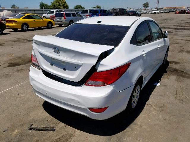 KMHCT4AE9GU070231 - 2016 HYUNDAI ACCENT SE WHITE photo 4