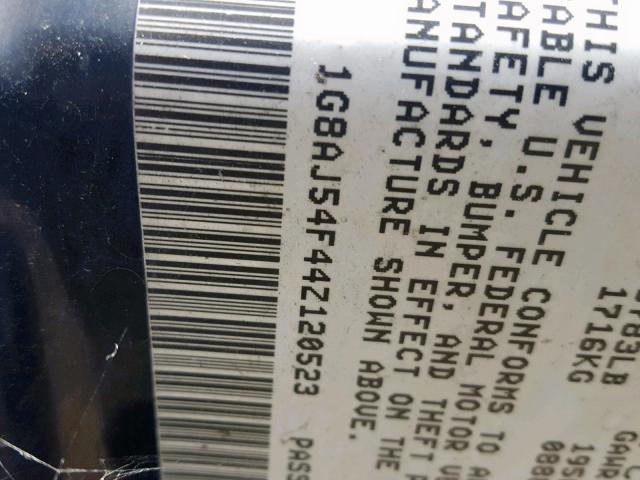 1G8AJ54F44Z120523 - 2004 SATURN ION LEVEL SILVER photo 10