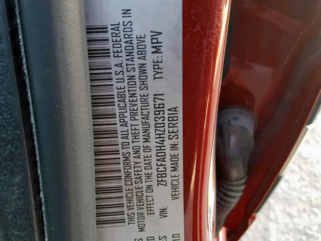 ZFBCFADH4HZ039671 - 2017 FIAT 500L TREKK MAROON photo 10