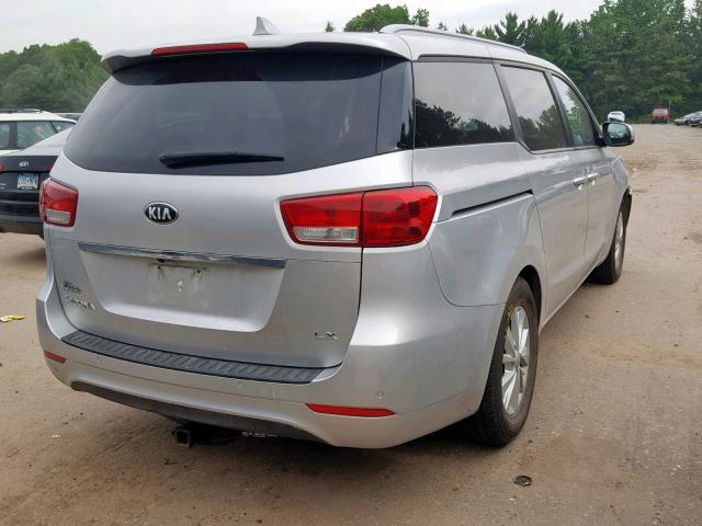 KNDMB5C18G6174211 - 2016 KIA SEDONA LX SILVER photo 4