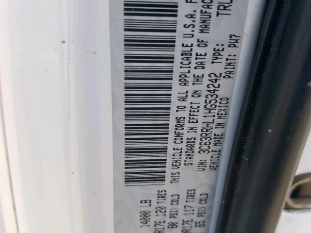 3C63RRHL1HG534242 - 2017 RAM 3500 SLT WHITE photo 10