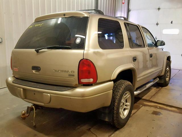 1D4HS48N83F533741 - 2003 DODGE DURANGO SL GOLD photo 4