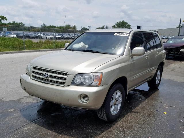 JTEGD21A510017301 - 2001 TOYOTA HIGHLANDER GOLD photo 2