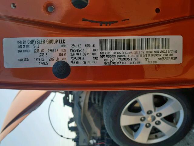 3D4PH1FG5BT552748 - 2011 DODGE JOURNEY MA ORANGE photo 10