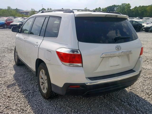 5TDZK3EH1CS073851 - 2012 TOYOTA HIGHLANDER WHITE photo 3