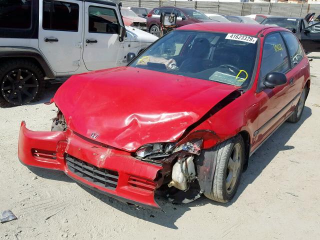 2HGEH2467SH506191 - 1995 HONDA CIVIC DX RED photo 2