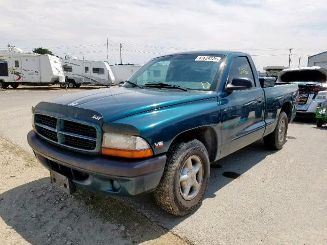 1B7FL26X8VS250647 - 1997 DODGE DAKOTA GREEN photo 2