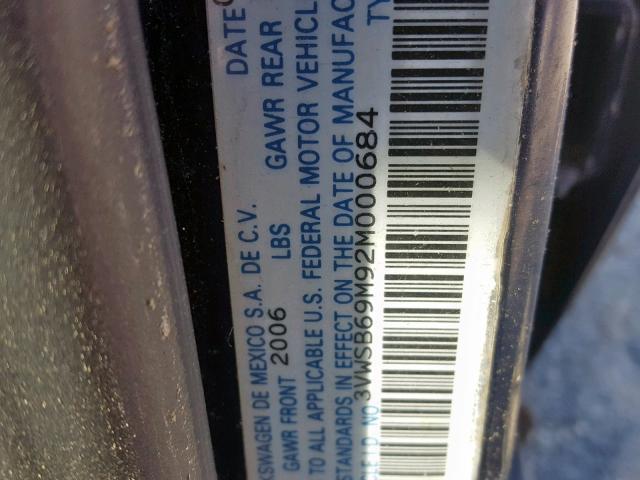 3VWSB69M92M000684 - 2002 VOLKSWAGEN JETTA GLS BLUE photo 10