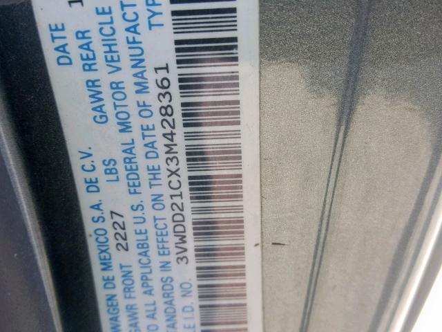 3VWDD21CX3M428361 - 2003 VOLKSWAGEN NEW BEETLE ნაცრისფერი ფოტო 10