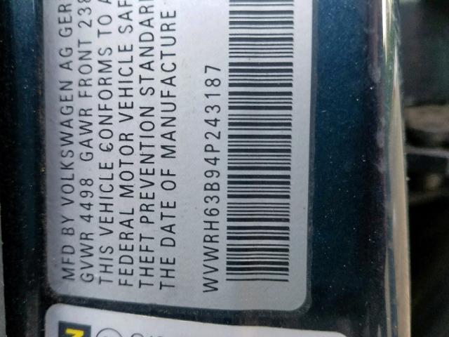 WVWRH63B94P243187 - 2004 VOLKSWAGEN PASSAT GLX 蓝色 照片 10