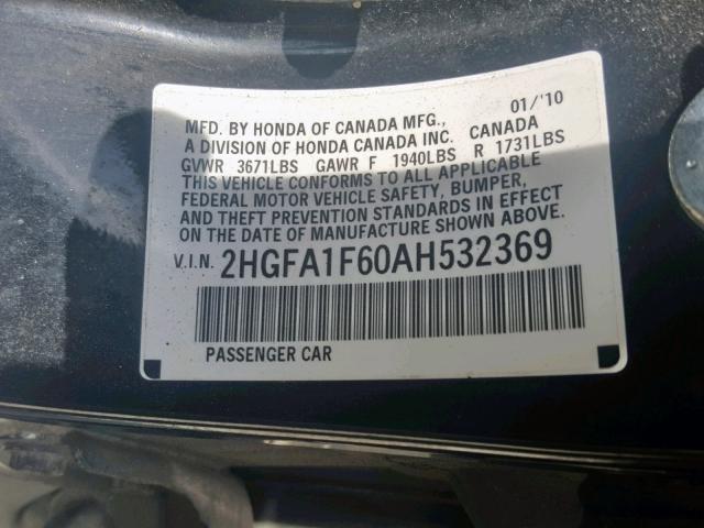 2HGFA1F60AH532369 - 2010 HONDA CIVIC LX-S Qara foto 10