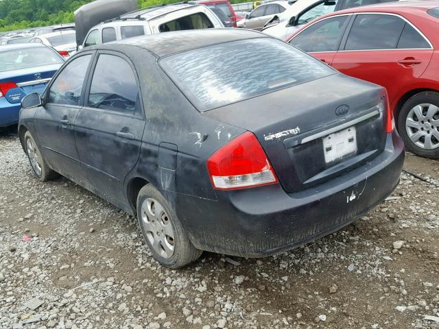 KNAFE221495615094 - 2009 KIA SPECTRA EX BLACK photo 3