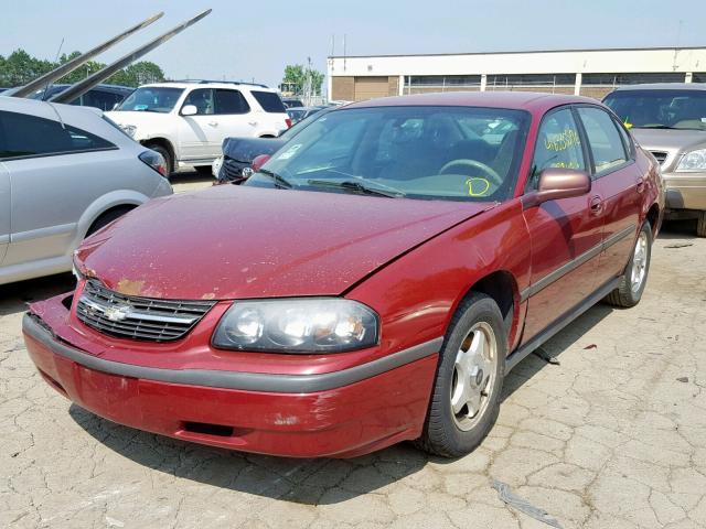 2G1WF52E659190293 - 2005 CHEVROLET IMPALA MAROON photo 2