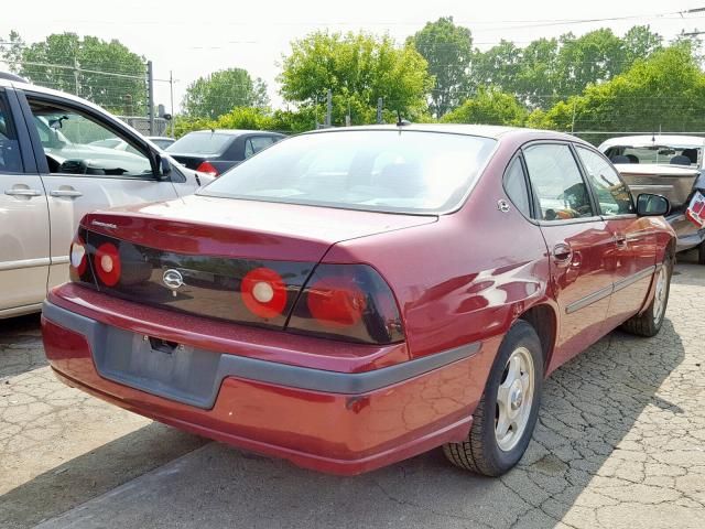 2G1WF52E659190293 - 2005 CHEVROLET IMPALA MAROON photo 4