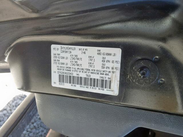 3D7KS28C06G233433 - 2006 DODGE RAM 2500 S შავი ფოტო 10