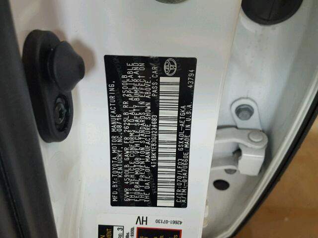 4T1BK1EB3GU234683 - 2016 TOYOTA AVALON XLE WHITE photo 10