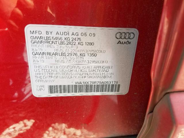 WA1KK78R79A053178 - 2009 AUDI Q5 3.2 RED photo 10