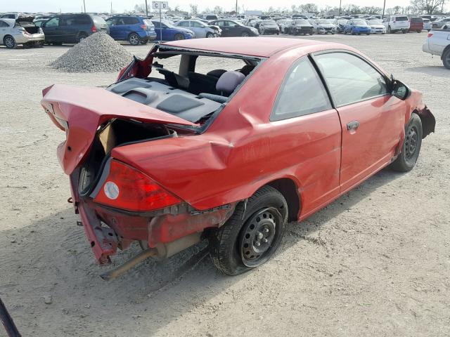 1HGEM21125L069552 - 2005 HONDA CIVIC DX V RED photo 4