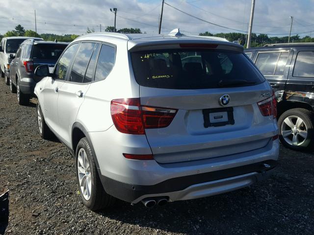 5UXWX9C36H0W78164 - 2017 BMW X3 XDRIVE2 SILVER photo 3