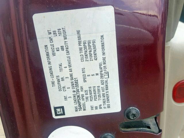 1G4HP52K734135821 - 2003 BUICK LESABRE CU MAROON photo 10