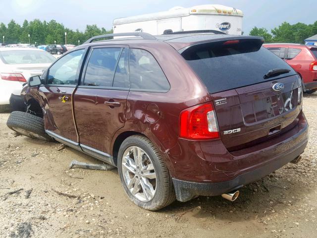 2FMDK4JC8CBA28042 - 2012 FORD EDGE SEL BURGUNDY photo 3