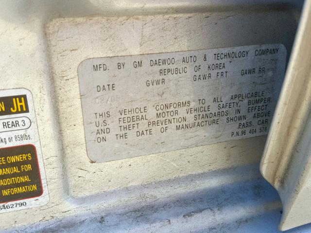 KL1TD56646B527411 - 2006 CHEVROLET AVEO BASE Сұр фото 10