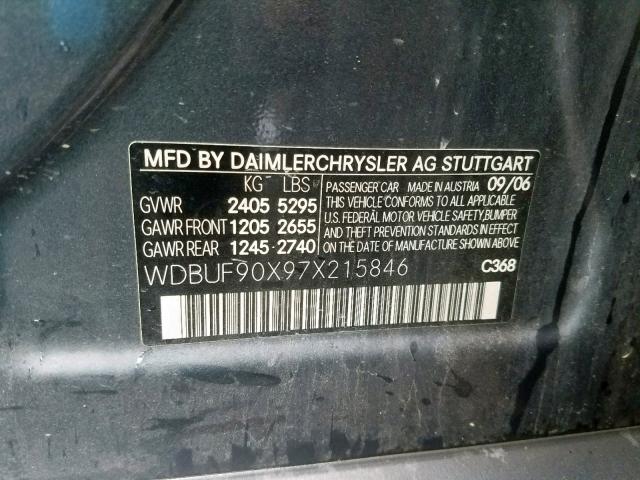 WDBUF90X97X215846 - 2007 MERCEDES-BENZ E 550 4MAT GRAY photo 10