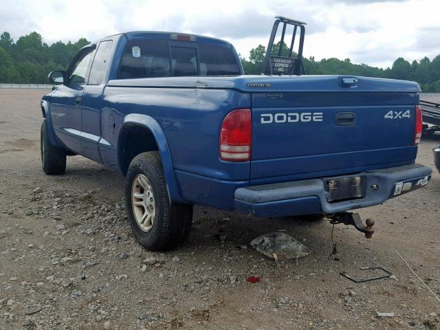 1B7GG22X51S348656 - 2001 DODGE DAKOTA BLUE photo 3