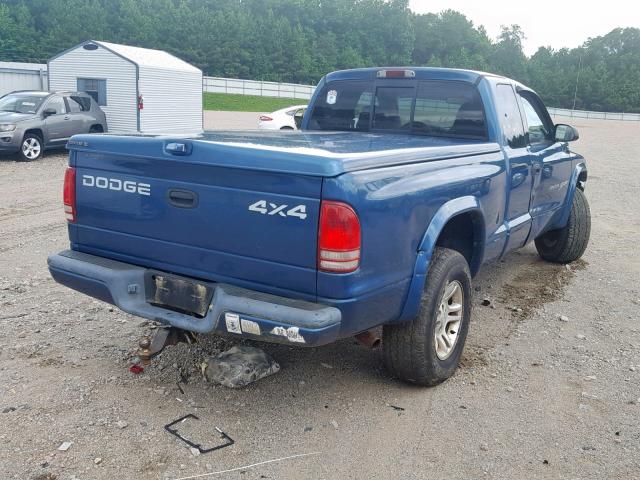 1B7GG22X51S348656 - 2001 DODGE DAKOTA BLUE photo 4