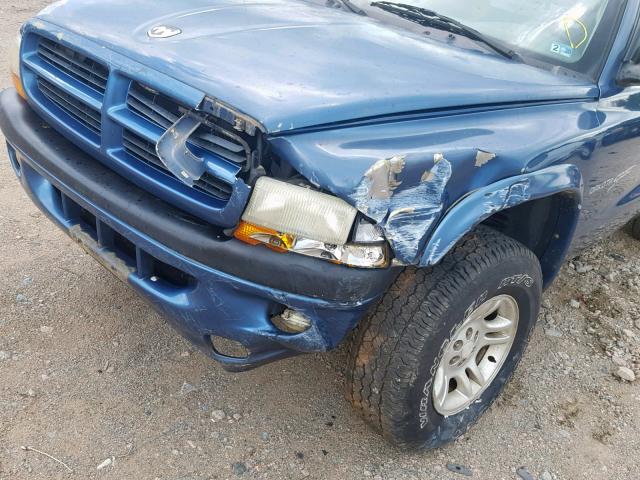 1B7GG22X51S348656 - 2001 DODGE DAKOTA BLUE photo 9