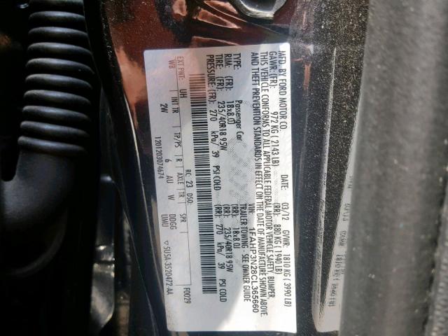 1FAHP3N28CL365660 - 2012 FORD FOCUS TITA BLACK photo 10