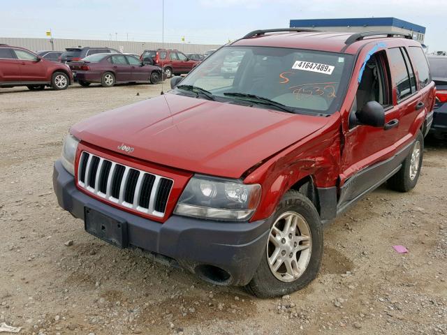 1J4GW48S24C148532 - 2004 JEEP GRAND CHER RED photo 2