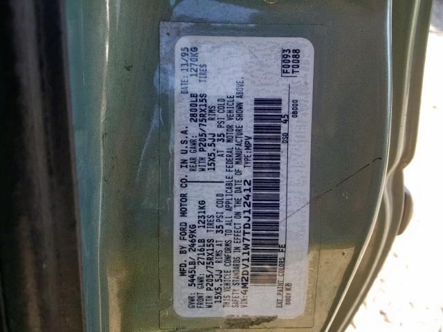 4M2DV11W7TDJ12412 - 1996 MERCURY VILLAGER GREEN photo 10