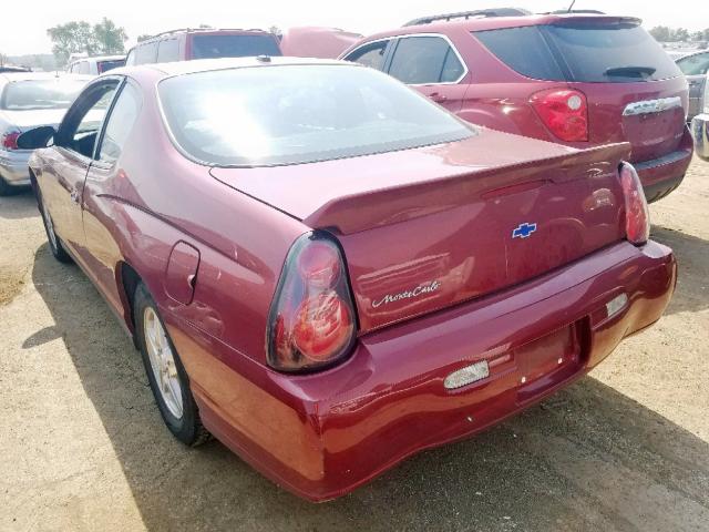 2G1WW12E559158332 - 2005 CHEVROLET MONTE CARL წითელი ფოტო 3
