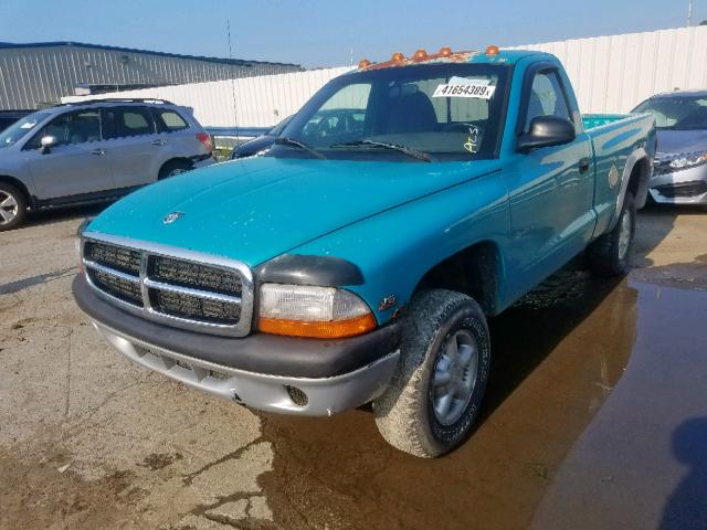 1B7FL26X7VS221270 - 1997 DODGE DAKOTA BLUE photo 2