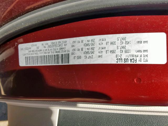 2C4RC1GG0JR252507 - 2018 CHRYSLER PACIFICA L RED photo 10
