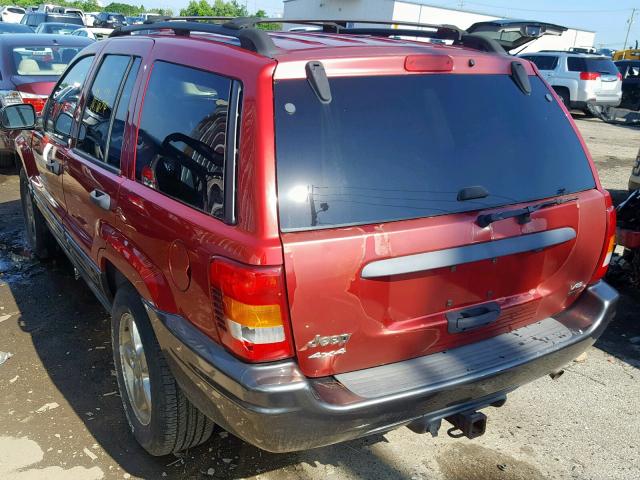 1J4GW48J04C291499 - 2004 JEEP GRAND CHER BURGUNDY photo 3