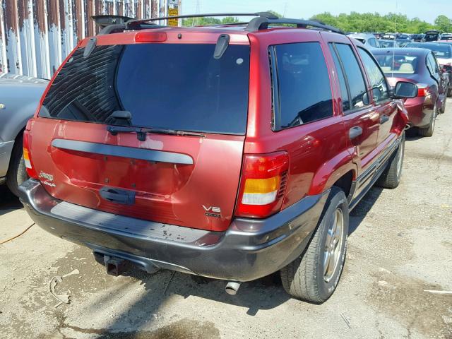 1J4GW48J04C291499 - 2004 JEEP GRAND CHER BURGUNDY photo 4