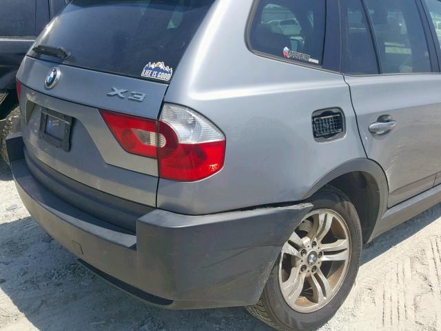 WBXPA93485WD02659 - 2005 BMW X3 3.0I GRAY photo 9