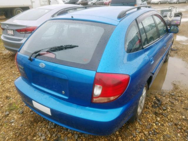 KNADC165156243108 - 2005 KIA RIO CINCO BLUE photo 4