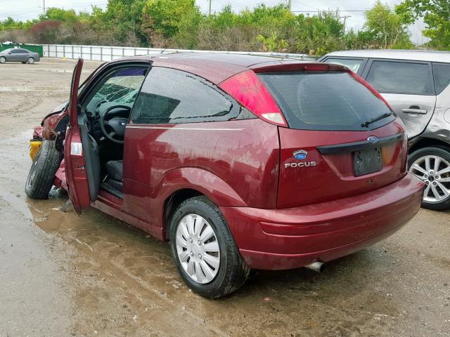 1FAFP31N57W207191 - 2007 FORD FOCUS ZX3 BURGUNDY photo 3